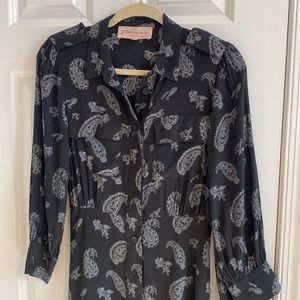 Black Paisley Button Up Dress